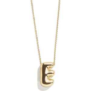 Gold Bubble Initial Necklace - E