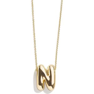 Gold Bubble Initial Necklace - N