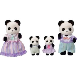 Calico Critters Pookie Panda Family, Set of 4 Collectible Doll Figures