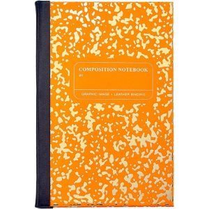 Composition Notebook in Neon Orange/Gold Leather