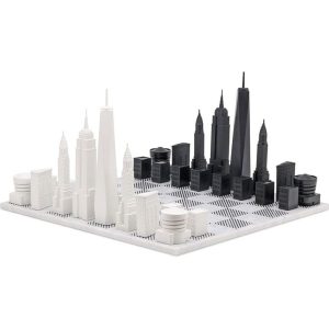 New York City Edition Acrylic Chess Set with Marble Hatch Board