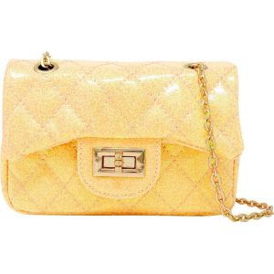 Classic Quilted Sparkle Mini Purse - Yellow